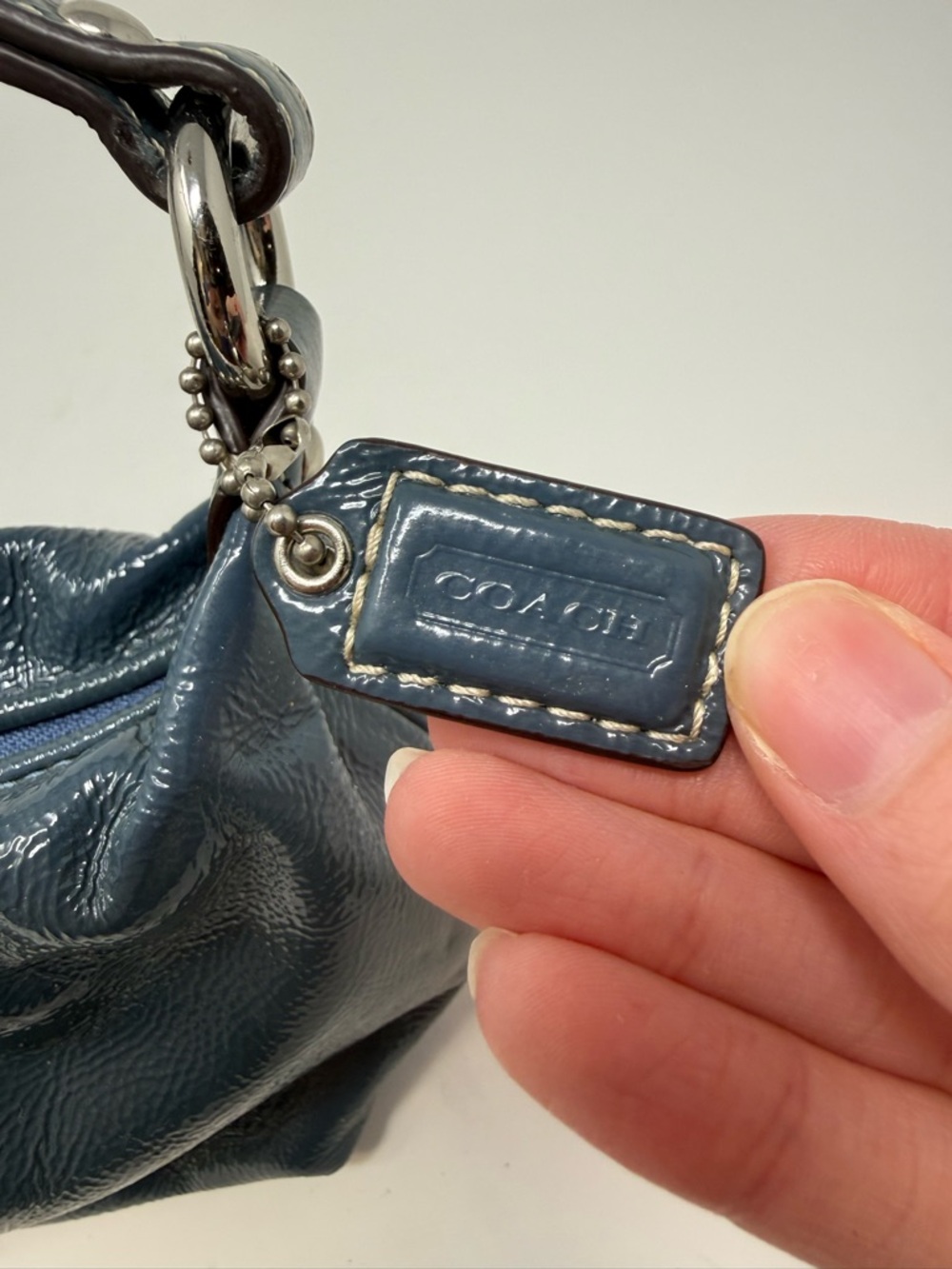 Coach Vintage Y2K Blue Patent Leather Hobo Mini Bag - Picture 2 of 16